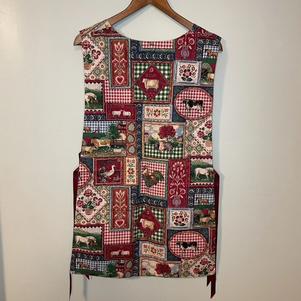 Handmade Reversible Cobbler Apron Farm Themed Homestead Trad‎ Wife